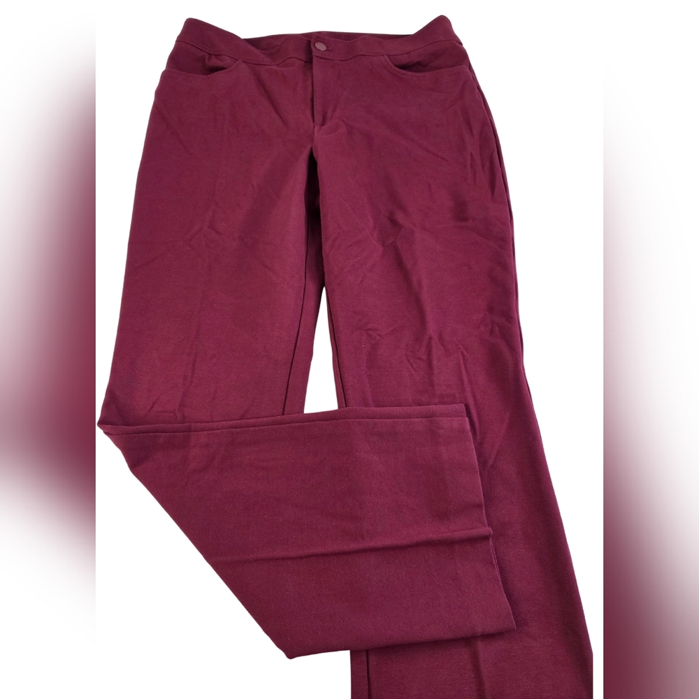 Anne Klein Size 12 Stretchy Burgundy Flared Dress Pants Cn0184